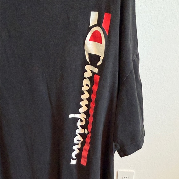 🌿 Champion Black Tee with Red and White Logo - Picture 3 of 4